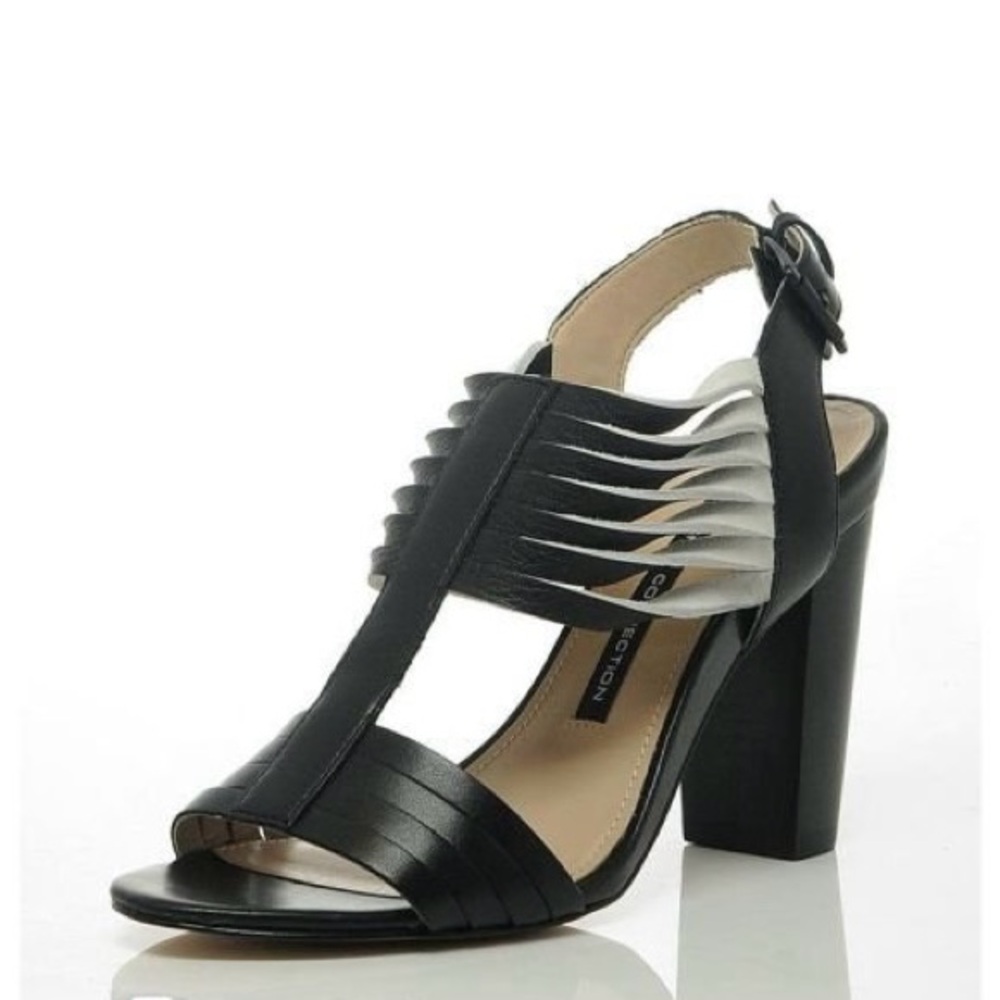 French Connection Black Leather Block Heels size 40